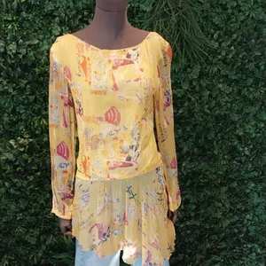 Desigual Pre-loved yellow tulle blouse, Size M Desigual Pre-loved yellow tulle blouse, Size M